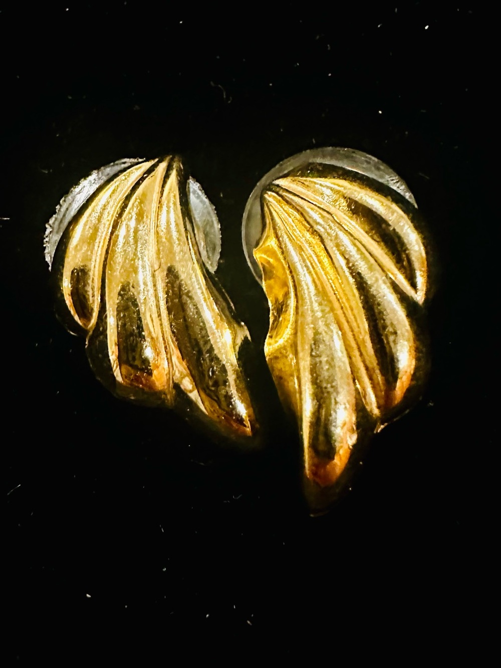 Large 14K solid real gold earrings angel wings solid 14k gold large earrings